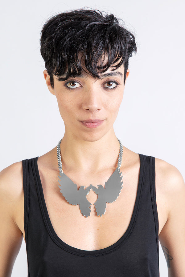 BIRD - Double Silver Necklace