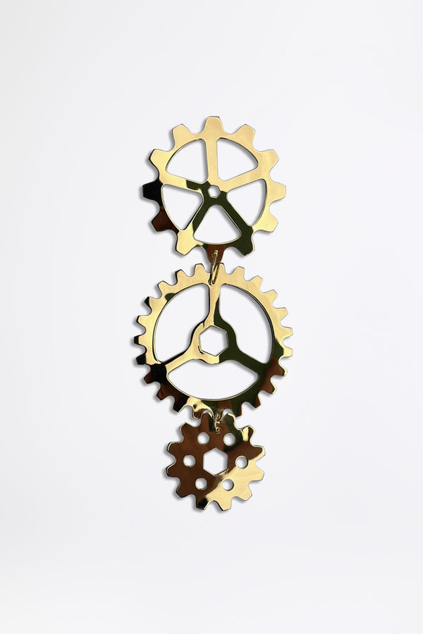 GEARWHEEL - Großer Einzelner Gold Ohrring