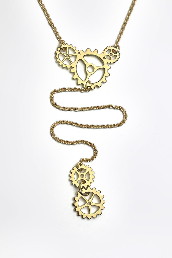 GEARWHEEL - Long Double Gold Necklace