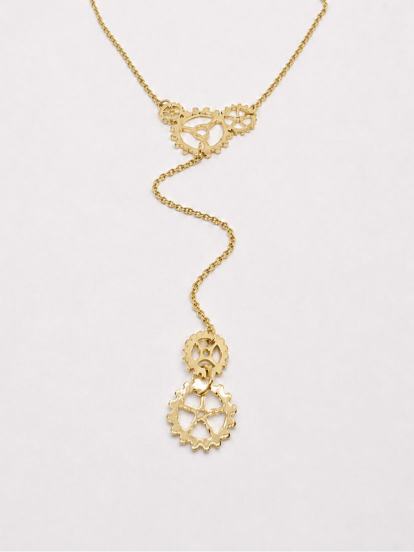 GEARWHEEL - Long Double Gold Kette