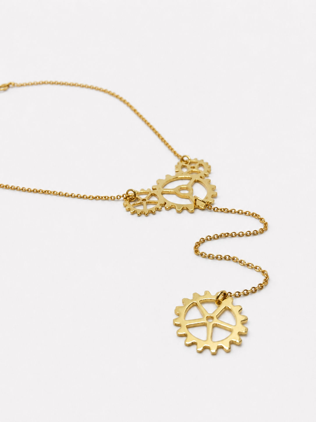GEARWHEEL - Long Single Gold Kette