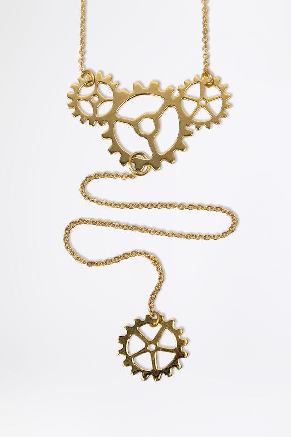 GEARWHEEL - Long Single Gold Necklace