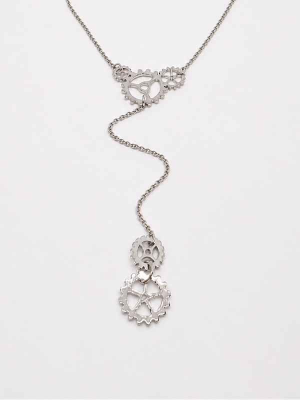 GEARWHEEL - Long Double Silber Kette