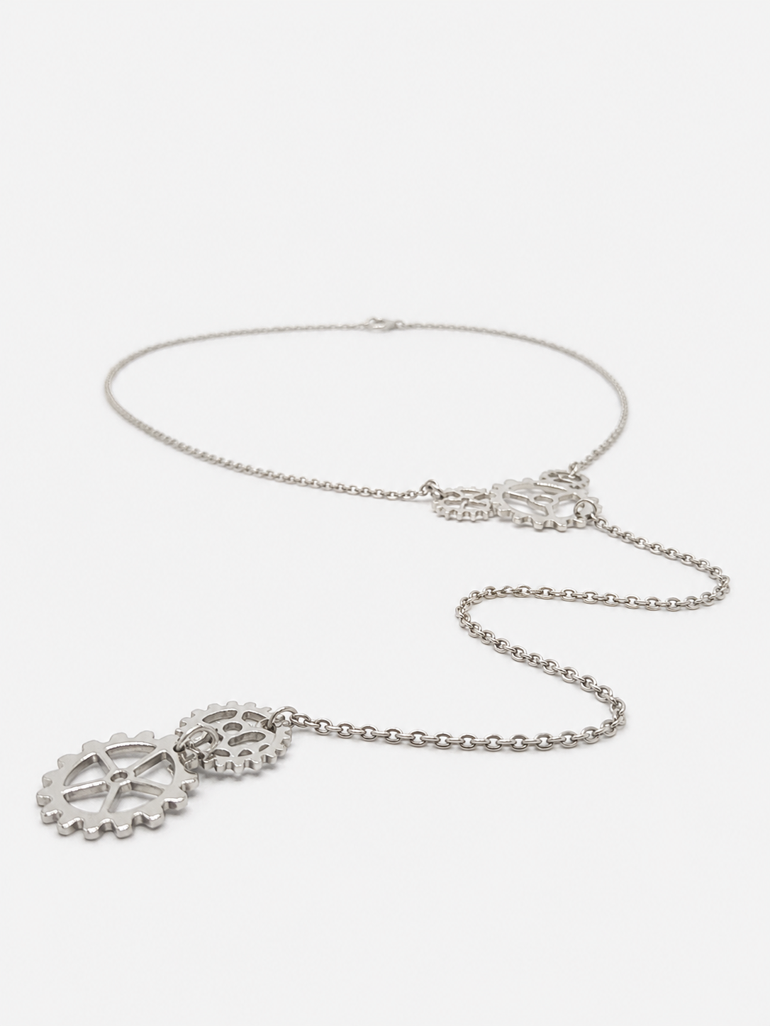 GEARWHEEL - Long Double Silber Kette