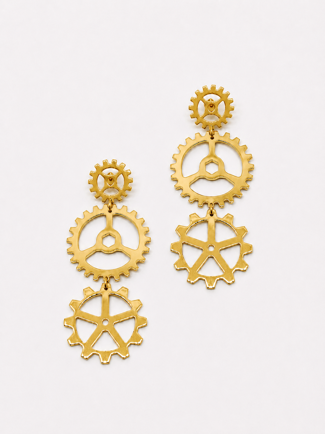 GEARWHEEL - Triple Gold Ohrring