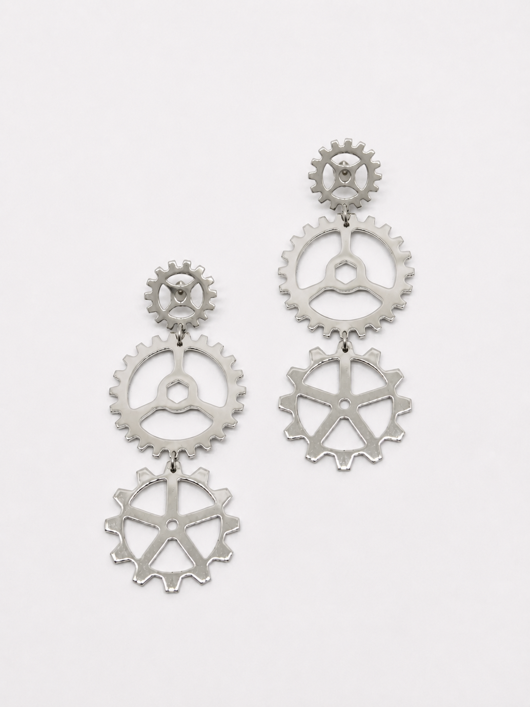 GEARWHEEL - Triple Silber Ohrring