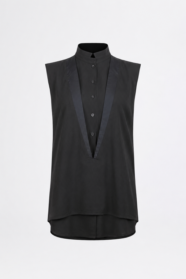 DOUBLE COLLAR - Sleeveless Shirt